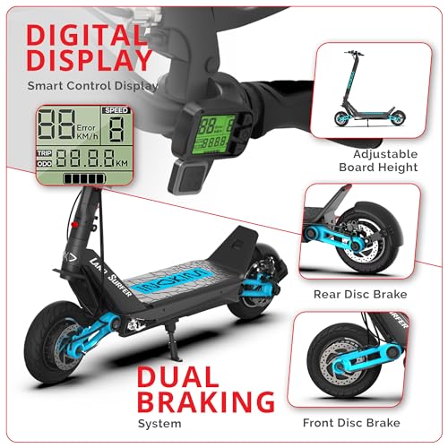 INOKIM OXO Super Electric Scooter for Adults 40 MPH, 2x1000W (2600W Max) Motor, 68 Miles Range, 10" 6 Light System Air Filled Tires, Front & Rear LED Light, Foldable, Adjustable Suspension