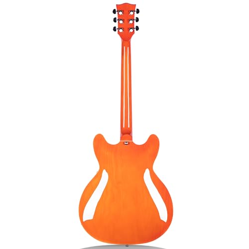Redid Semi-Hollow Body Electric Guitar RD-100 Jazz Guitar with F-Hole,Maple neck,humbucker Pickups(Brown)