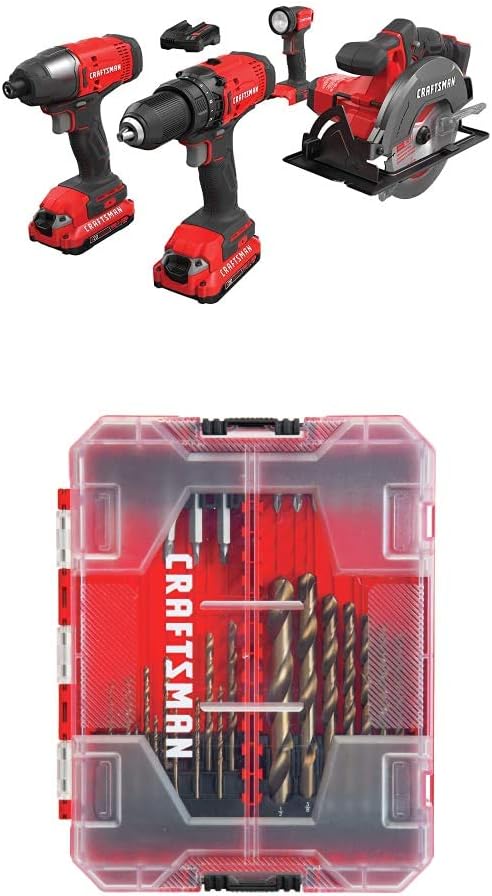 CRAFTSMAN V20* Cordless Drill Combo Kit, 4 Tool (CMCK401D2)
