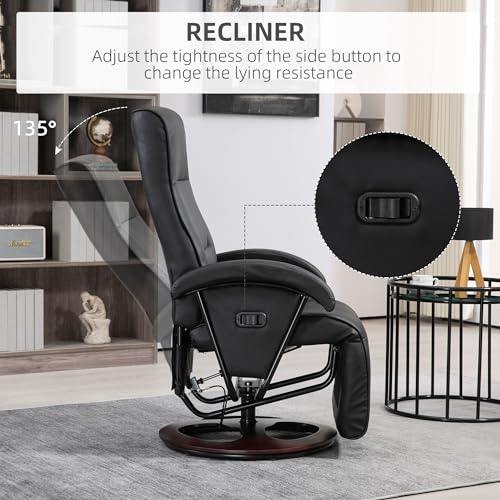 Swivel Recliner Chairs - Small Leather Recliner Reclining Chairs for Adults Living Room Swivel Chair with Adjustable Footrest & 360° Rotation Wooden Base Chair Recliner Sofas for Living Room (Gray)