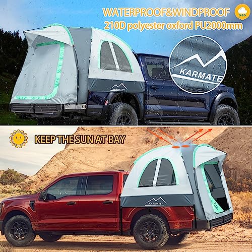 Pickup Truck Tent, Waterproof PU2000mm Truck Tent for Camping 5.5-6.5 Ft Bed,2-Person Sleeping Truck Bed Tent with Double Layer Design Windows, Pickup Tent with Expandable Triangle Sunshade Awning