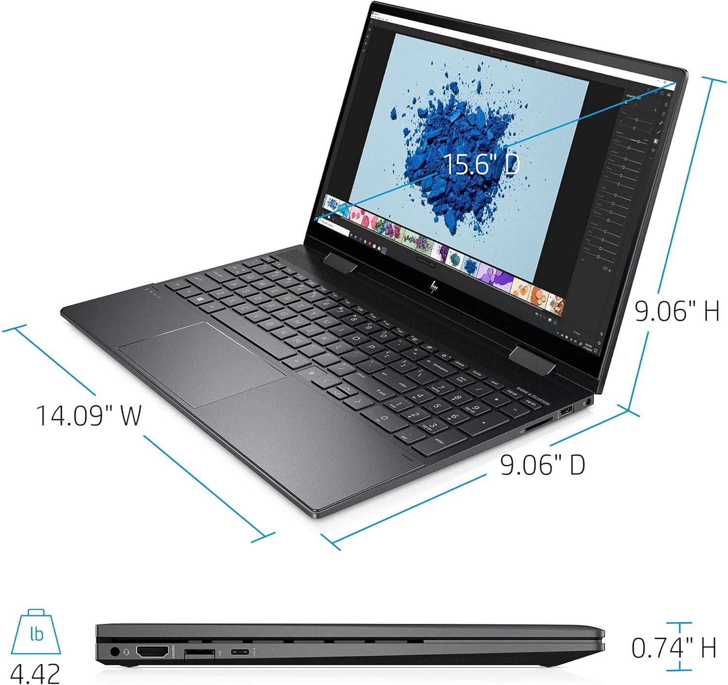 HP Envy x360 15.6 Touchscreen 2-in-1 FHD IPS Laptop, AMD Ryzen 7 5700U, Webcam, Backlit KB, Fingerprint, HDMI, AMD Radeon Graphics, Windows 10, 12GB RAM, 512GB PCIe SSD, with 32GB SD Card
