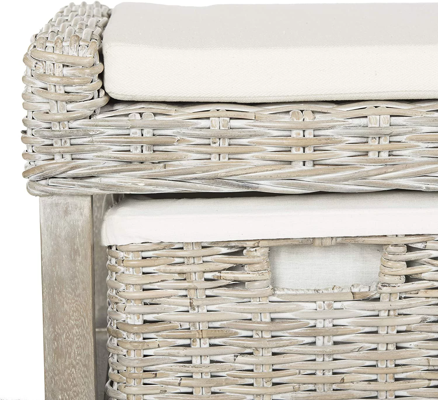 SAFAVIEH Kobutsu Coastal Mango Wood Storage Bench, White