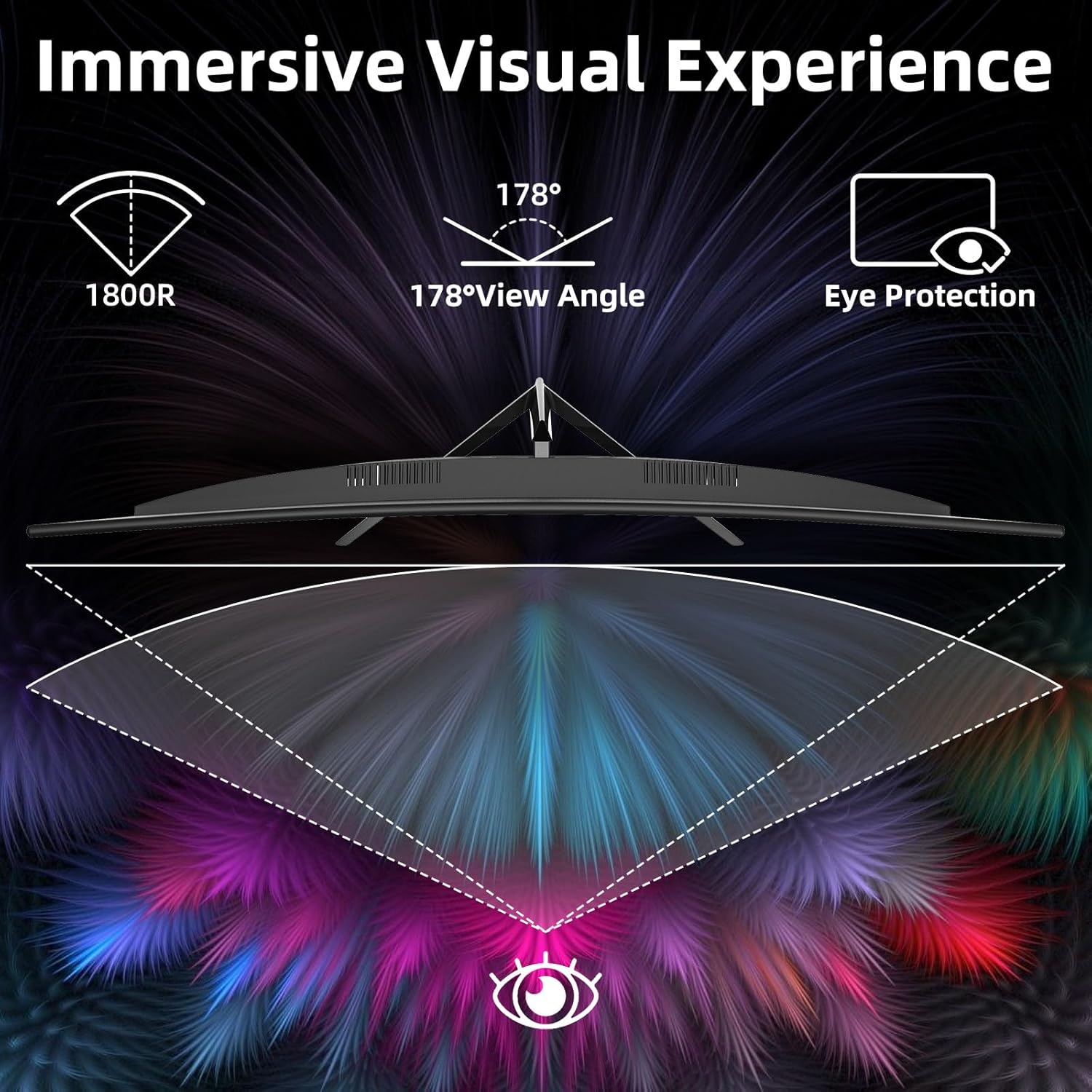 27" Curved Gaming Monitor, 144hz/180hz PC Monitor FHD 1080P VA Screen 1800R Computer Monitors, 1ms(GTG) with FreeSync & Eye-Care Technology, DisplayPort, HDMI, Support Wall Mount Install