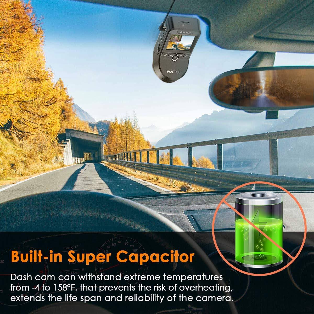 Vantrue S1 Dual 1080p FHD Dash Cam Front and Rear Dash Cam - GPS - Night Vision