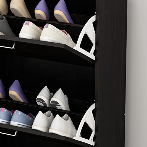 Homsee Modern Shoe Storage Cabinet with 3 Flip Drawers, Wood 3-Tier Shoe Rack Storage Organizer for Entryway, Hallway & Bedroom, Black-Brown (23.6”L x 9.4”W x 45.5”H)