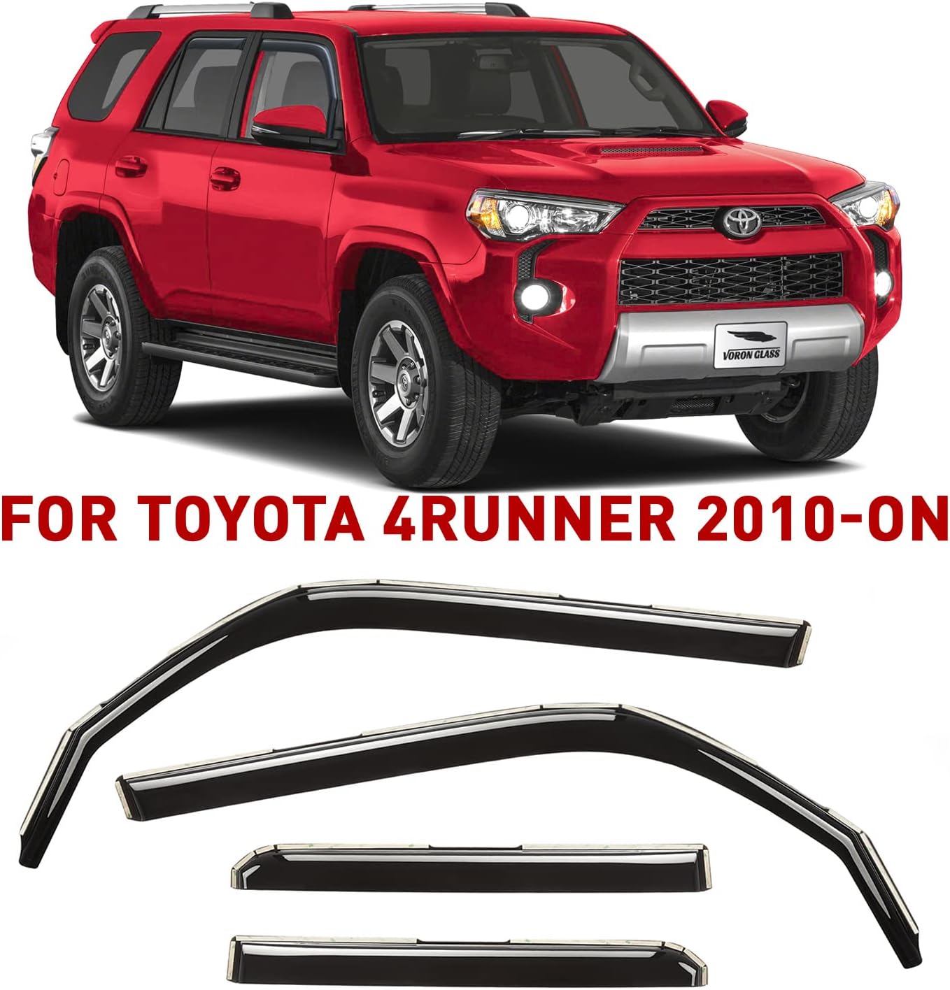 Voron Glass in-Channel Extra Durable Rain Guards for Trucks Toyota Tacoma 2016-2022 Double Cab, Window Deflectors, Vent Window Visors, 4 Pieces - 220056