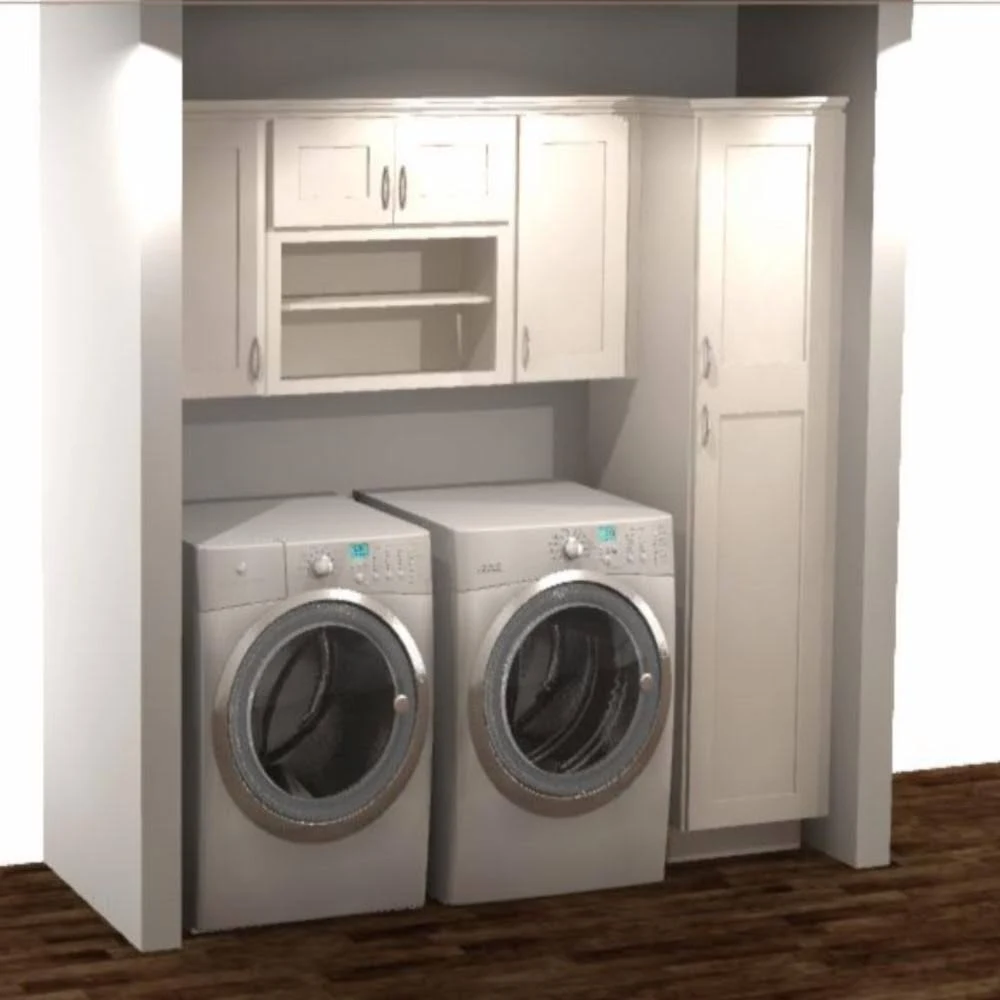 Hampton Bay Shaker Ready to Assemble 82x84x24 in. Laundry Kit with Assembled Wall and Pantry Cabinets in Satin White