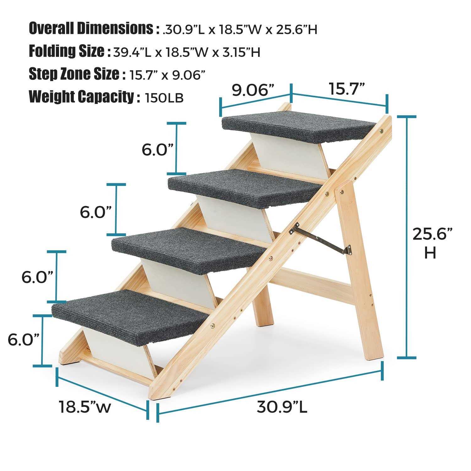 Sweetbin Wooden Pet Stairs/Pet Steps for All Dogs and Cats Up to 150Lbs - Pet Supplies online store