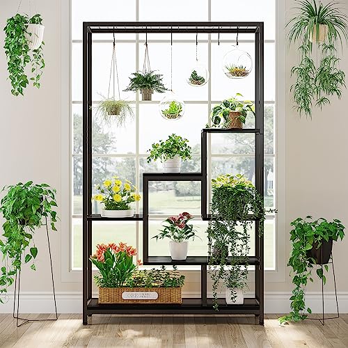 5-Tier Tall Indoor Plant Stand, 70.9” Large Metal Plant Shelf Flower Bonsai Pots Display Rack for Garden, Balcony, Living Room,Black