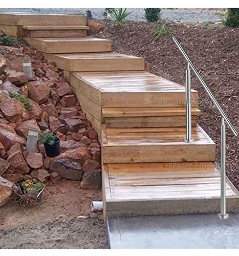 Handrails for Outdoor Steps, 3 Step Handrail Fits 1 to 3 Steps 304 Stainless Steel Handrail Handrail Stair Rail with Installation Kit Hand Rails for Outdoor Steps (Silver)