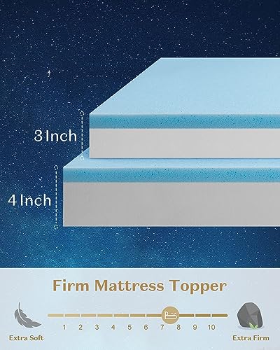 BedStory Firm Mattress Topper Full Size - 3 Inch Memory Foam Bed Toppers - High Density Foam Mattress Pad for Back Pain Relief
