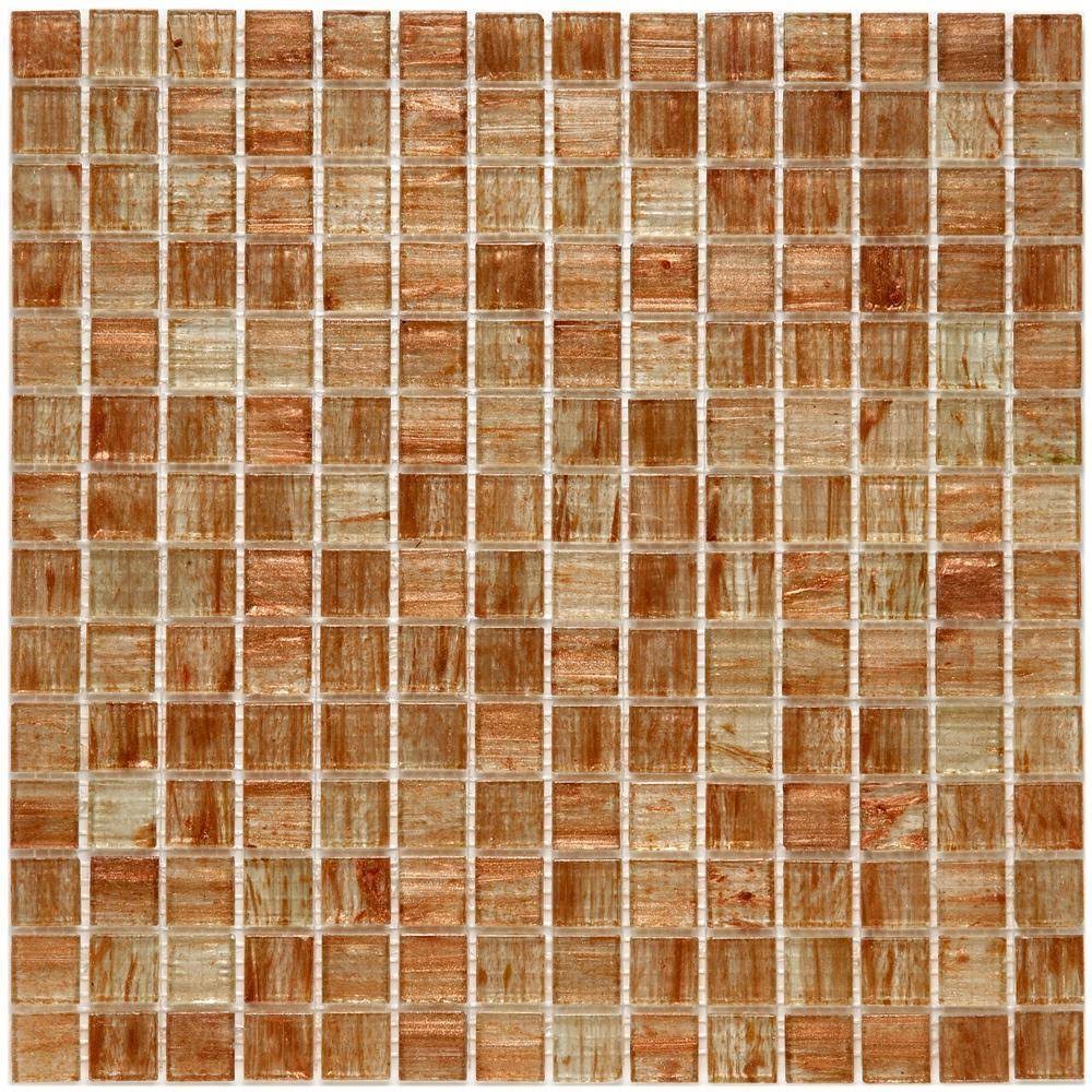 Merola Tile Coppa Tan Gold 12 in. x 12 in. Glass Mosaic Tile (13.27 Sq. ft. / CASE)