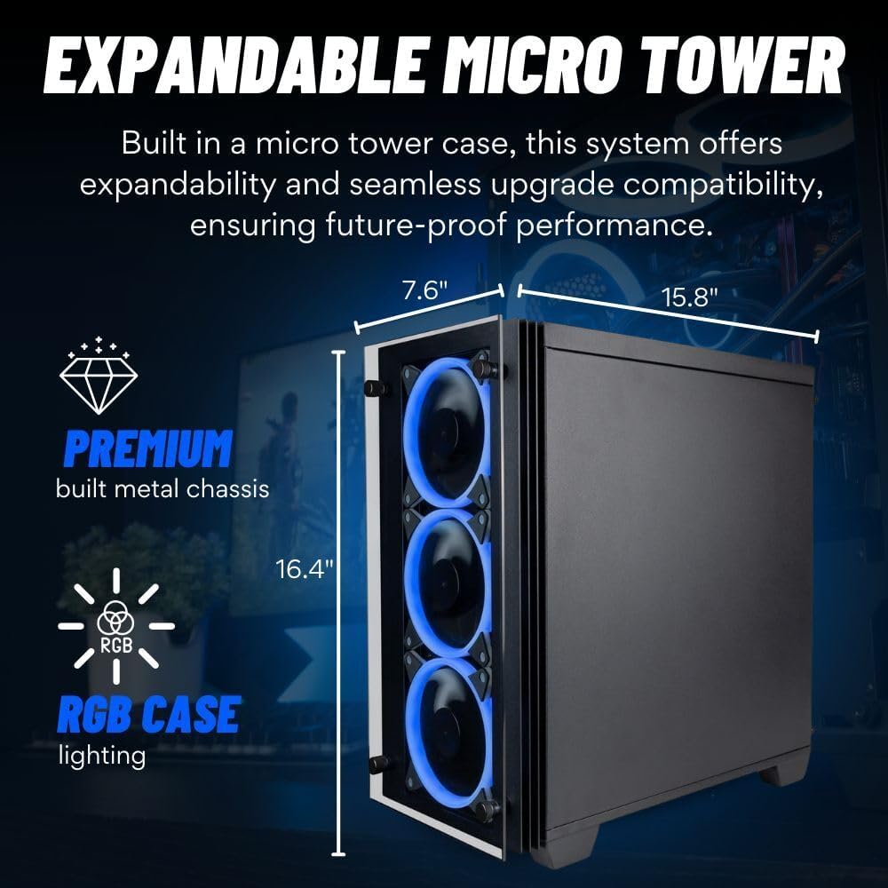 Empowered PC Stratos Micro Gaming Desktop - RTX 4060, Intel 20 Core i7-14700KF (~ i9-13900K), 32GB DDR5 RAM, 512GB NVMe SSD + 2TB HDD, WiFi, Windows 11H - Liquid Cooled RGB Gamer Computer