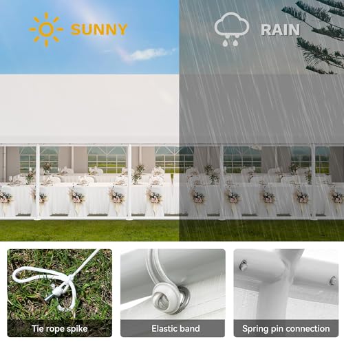 YITAHOME 16x32ft Heavy Duty Party Tent Outdoor Wedding Tent Canopy Event Shelters Upgraded Galvanized Steel Carport with Removable Sidewall Windows for Commercial and Parties, White
