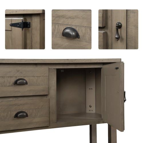 48'' Sideboard Buffet with Storage, Entryway Table with Storage, with 2 Drawers 2 Cabinets and Lower Shelf, Wooden Coffee Bar Cabinet Buffet for Kitchen Dining Room (Antique White)