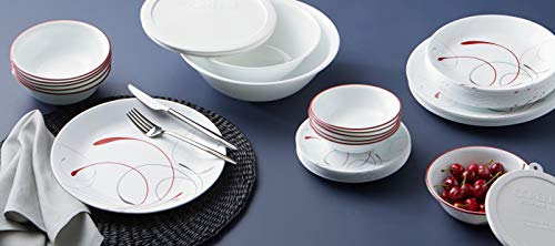 Corelle Vitrelle 78-Piece Service for 12 Dinnerware Set, Triple Layer Glass and Chip Resistant, Lightweight Round Plates and Bowls Set, Mystic Gray