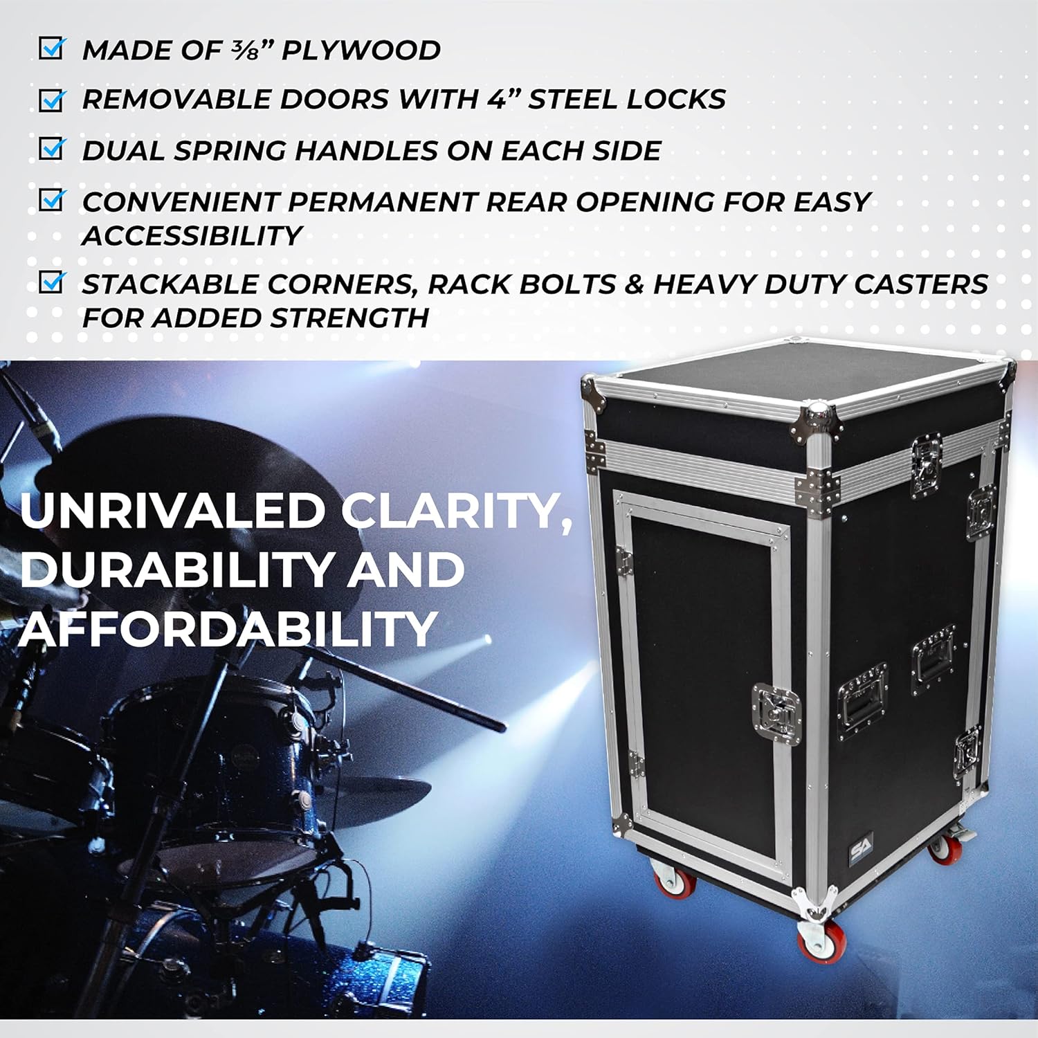 Seismic Audio - SAMRC-12U - 12 Space Rack Case with Slant Mixer Top and Casters - PA/DJ Pro Audio Road Case