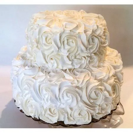 Fake Wedding Cake Two Tier Ivory Rosette Prop Decoration Dezicakes