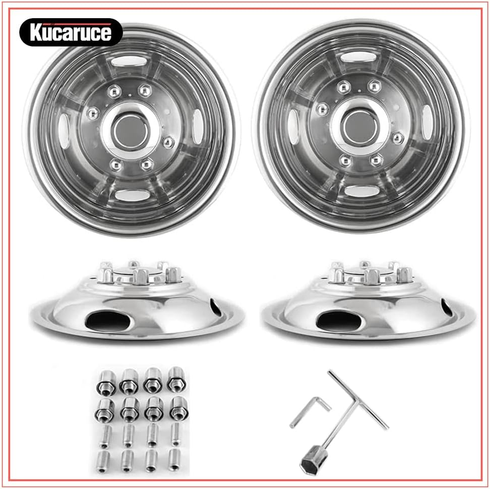 Kucaruce Set of 4 19.5 10 Lug Wheel Skins Hub Caps Rim Covers Stainless Steel Wheel Simulators For 2008-2020 R_a_m 4500 5500 Pickup