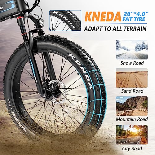PEXMOR Electric Bike for Adults, 750W(Peak 1000W) 30MPH | Full Suspension Mountain Ebike, 60+ Miles 48V 12AH Removable Battery, 26 Fat Tire Foldable Commuter Electric Bicycle 21 Speed, UL2849