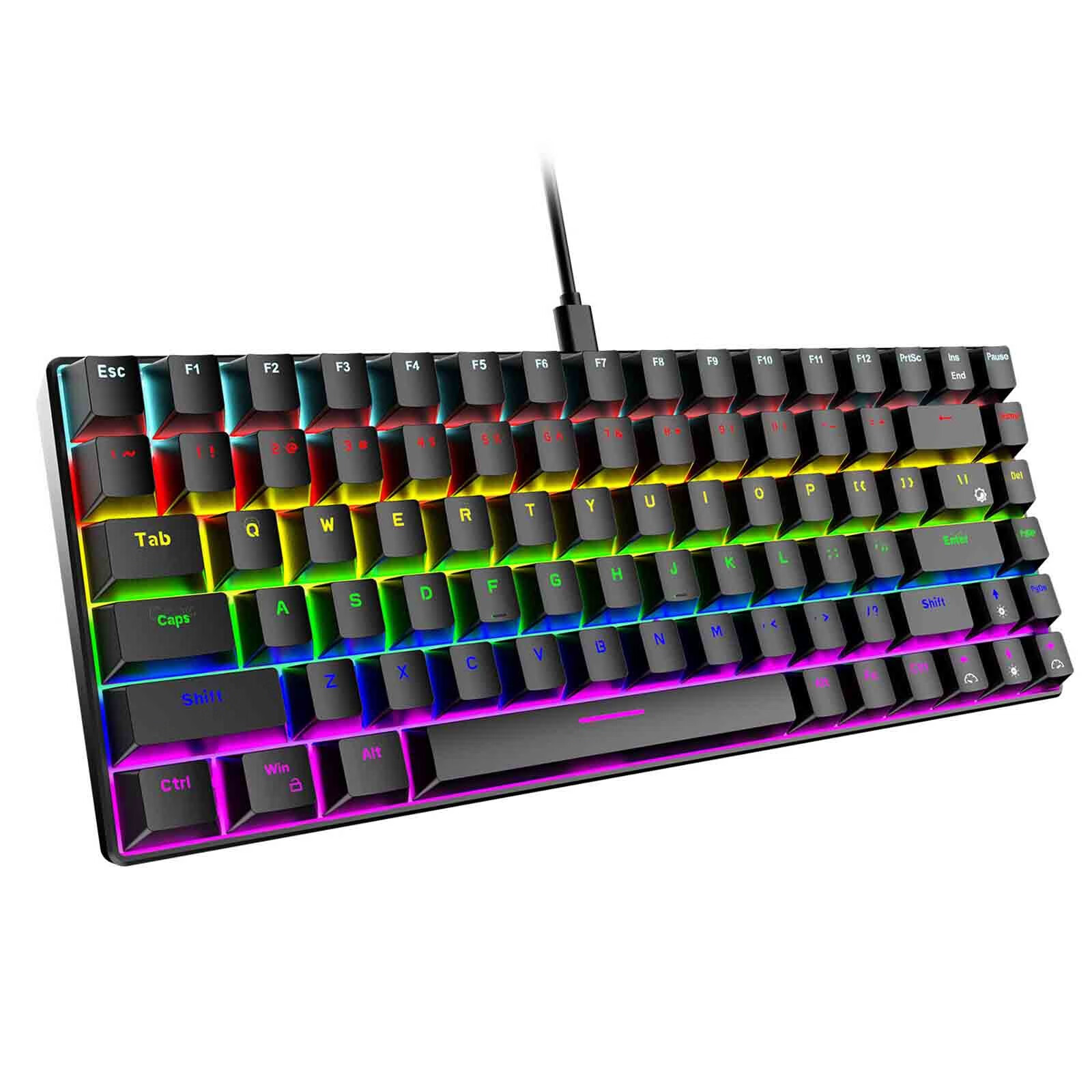 Jpgif 84 Key RBG Luminous Mechanical Keyboard USB C Wired 70% Compact Ergonomic Waterproof Keyboard For PC