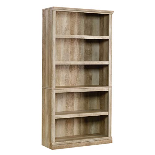 Sauder 5 Tier Book Shelf Wooden Bookcase Multipurpose Bookshelf for Home Office, Living Room, in Chalked Chestnut