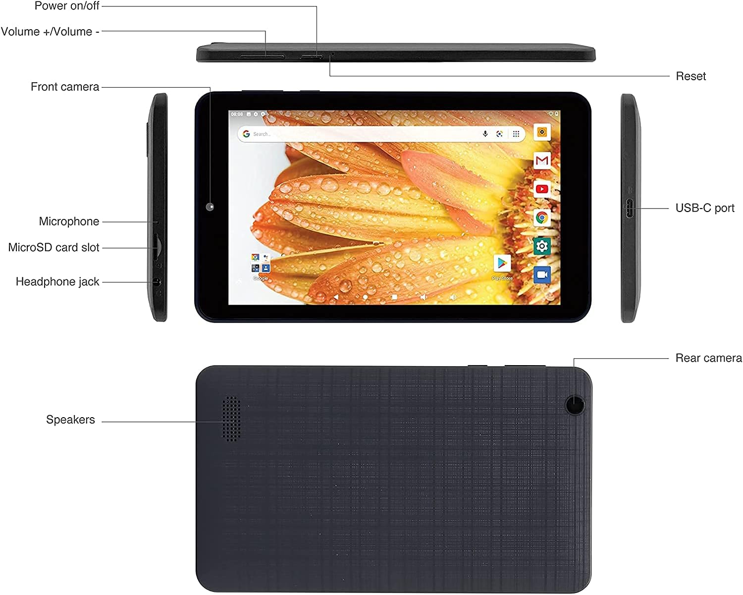 Venturer 7 Inch Voyager 16GB Storage 2GB RAM Bluetooth WiFi Dual Cameras Android 10 Tablet Pack of 2