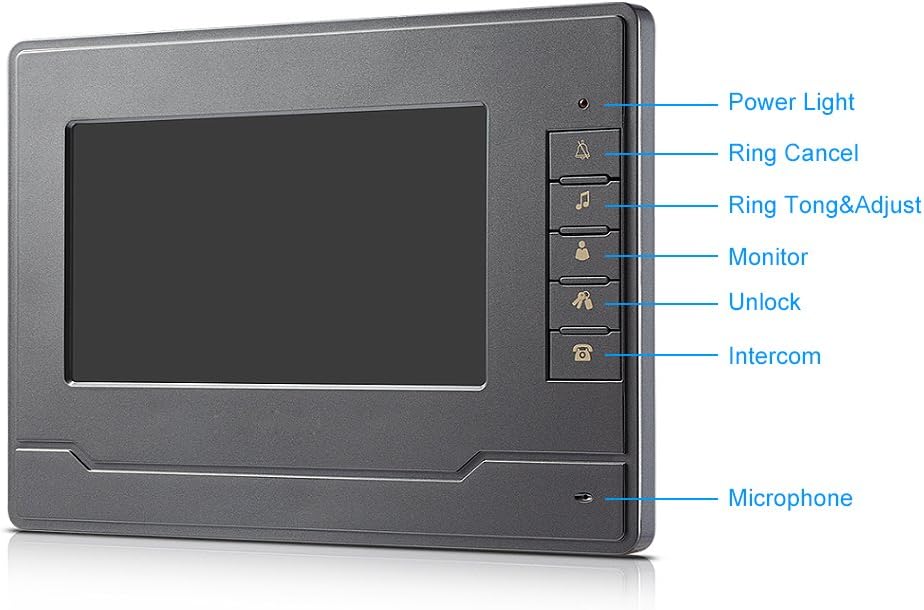 AMOCAM Video Intercom System, Wired 7 Inches Monitor Video doorphone Doorbell System,Video Door Phone HD Camera Kits Support Unlock, Monitoring, Dual-Way Intercom for Villa House Office Apartment