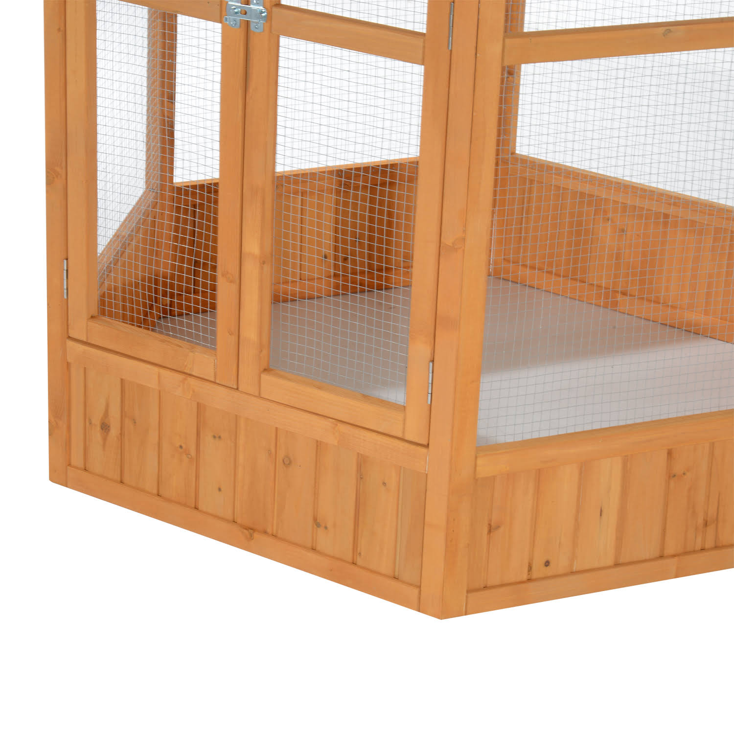 Pawhut Hexagonal Outdoor Aviary Bird Cage, Brown