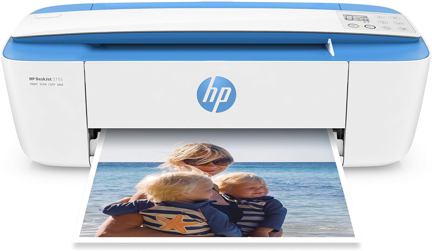 HP DeskJet 3755 Compact All-in-One Wireless Printer with Mobile Printing, HP Instant Ink & Amazon Dash Replenishment ready - Seagrass Accent (J9V92A) (Renewed)