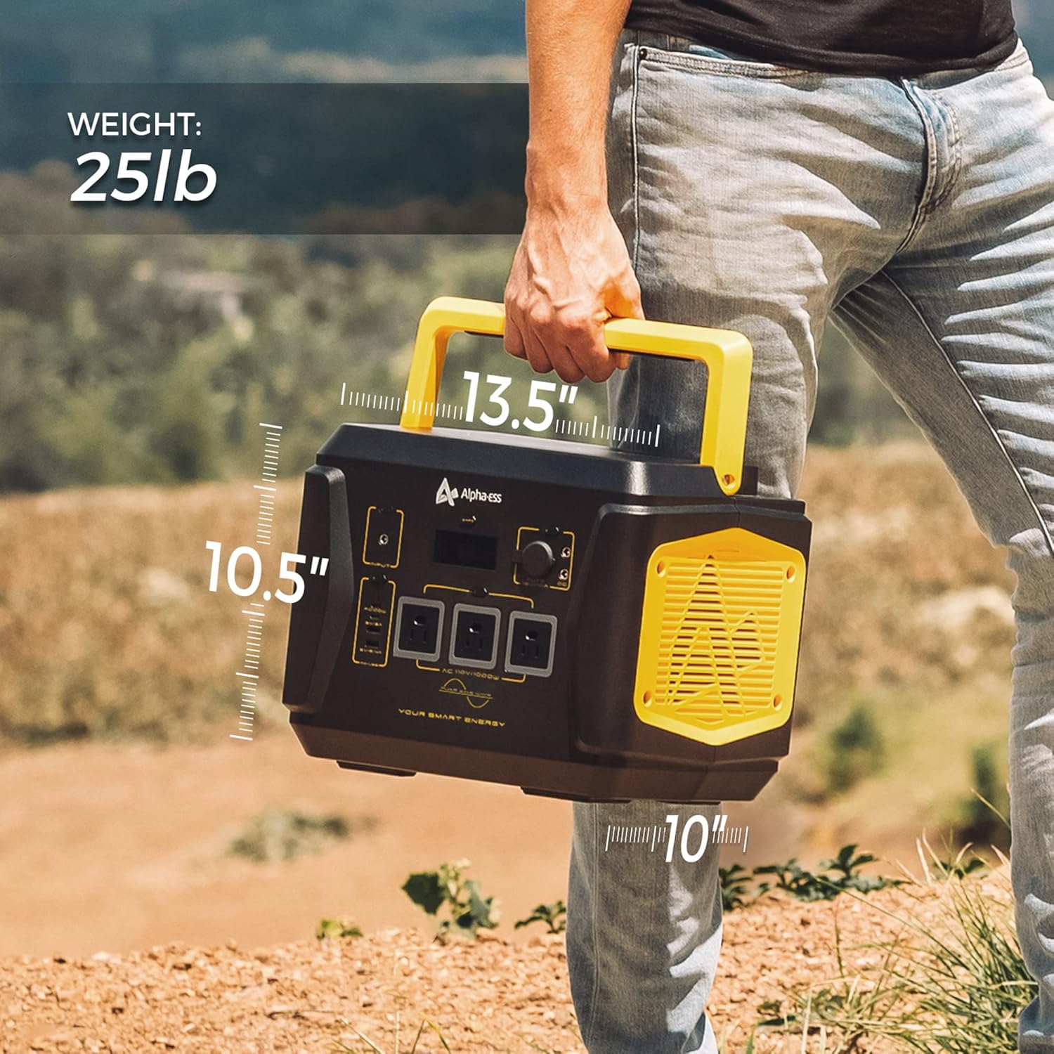 Portable Power Station 1000W, AlphaESS Portable Outdoor Generator 288000mAh Solar Generator with 3 110V AC Outlets, USB C PD 100W, Backup Lithium Battery Power for Home Emergency RV Van Camping Travel