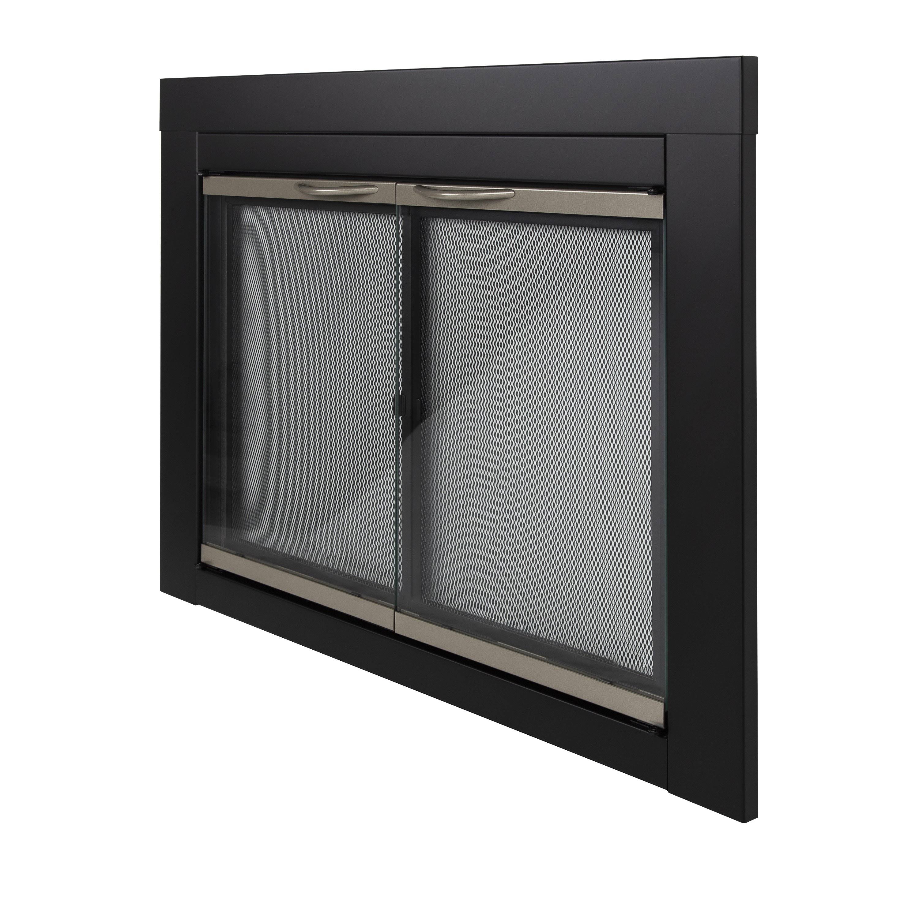 Pleasant Hearth Alsip Sunlight Nickel Fireplace Glass Doors Large