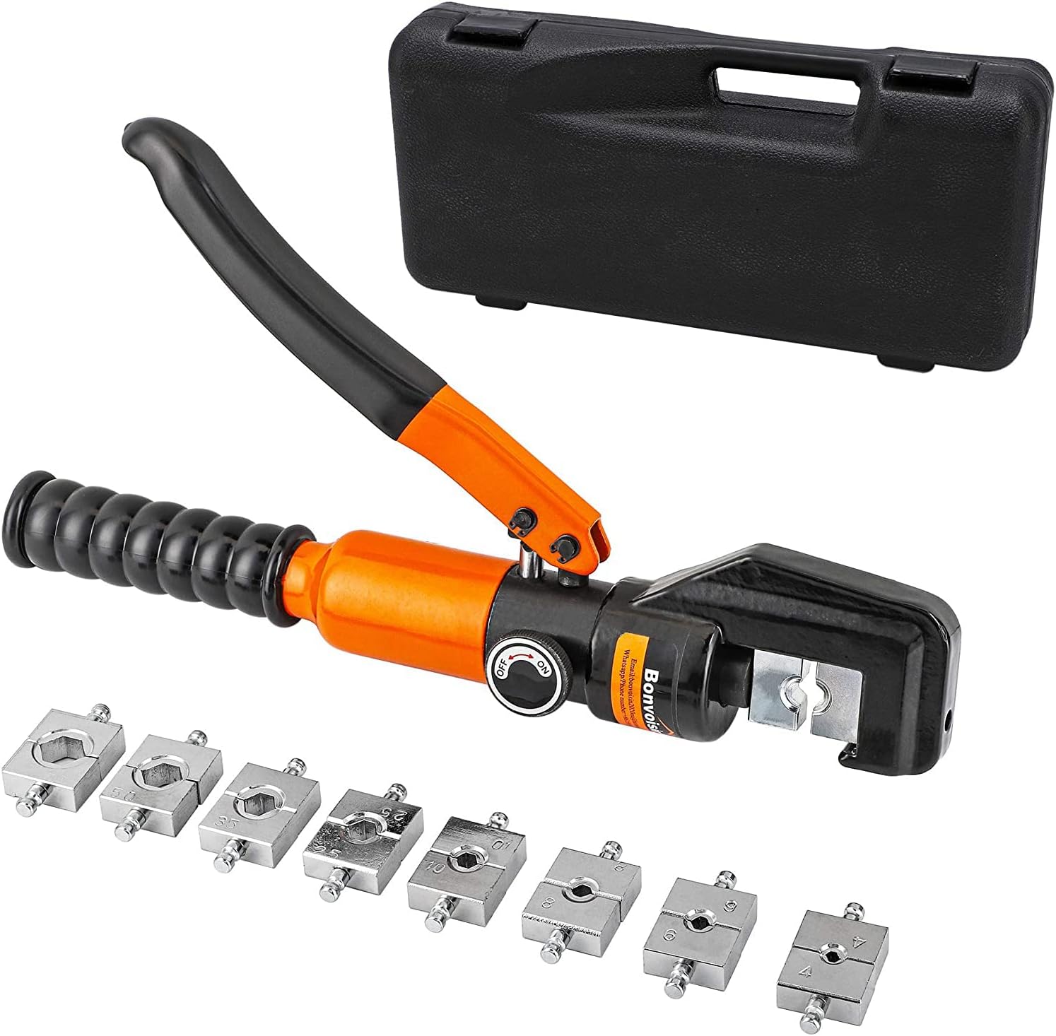 Bonvoisin Hydraulic Wire Crimper Battery Cable Crimper awg 12-2/0 awg Lug Crimping Tool with 9 Dies for Copper Aluminum Lugs Terminals Pack of 2