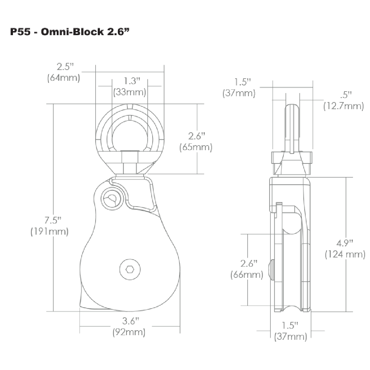 Rock Exotica Omni-Block 2.6 in. Swivel Pulley