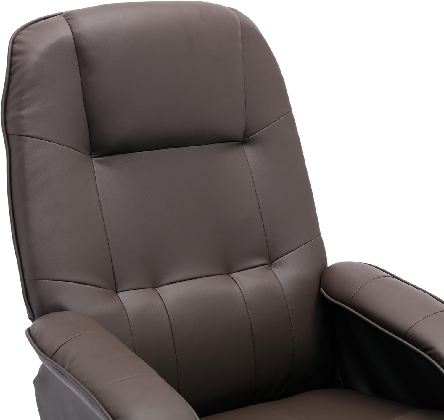 Recliner Chair with Ottoman, Swivel Recliner Chair with Wood Base for Livingroom, Bedroom, Faux Leather Beige,Brown