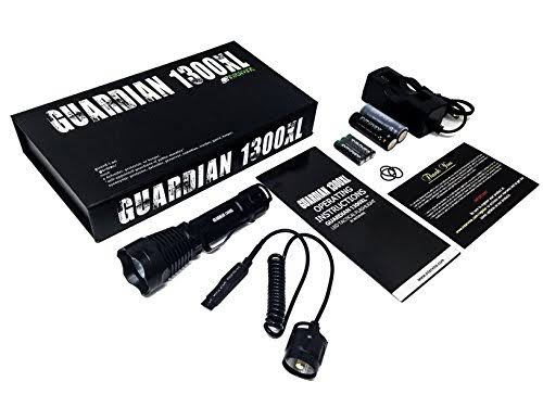 Supernova Guardian 1300XL Professional Series Ultra Bright Rechargeable Tactical LED Flashlight with Remote Pressure Switch and