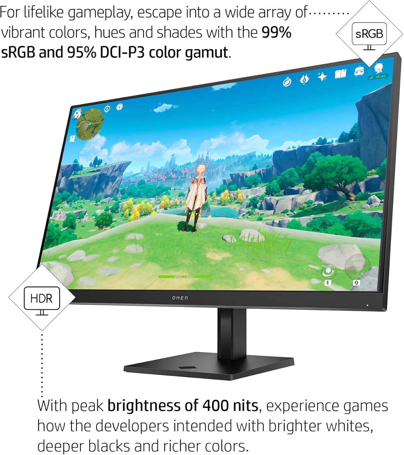 HP OMEN 32q QHD 165Hz Gaming Monitor, QHD Display (2560 x 1440), IPS Panel, 99% sRGB, 95% DCI-P3, 16:9, AMD FreeSync Premium Technology, 32q (2023),Black