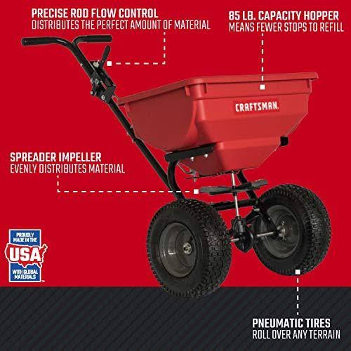 Craftsman CMXGZBF450532 85-Pound Push Broadcast Spreader, Red/Black