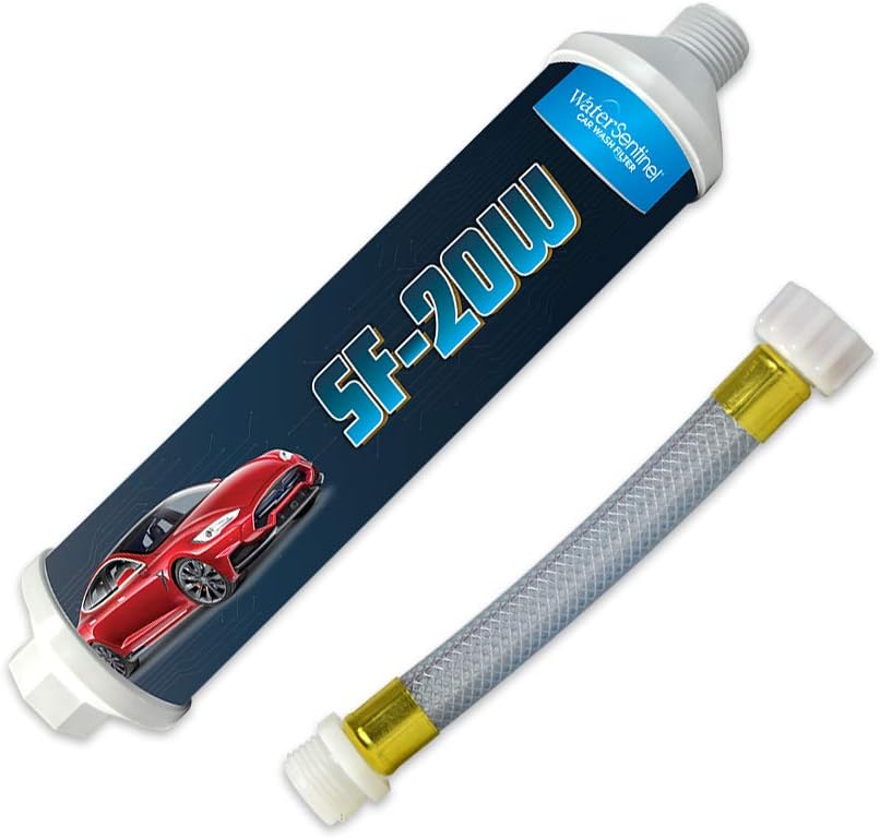 WaterSentinel SF-20W Spotless Car Wash Inline Deionized Water Garden Hose Water Filter & Extension Adapter for RV, Boat, Marine, Motorcycle, Home, Windows, Spot Free Wash, Solar Panels (2-Pack)