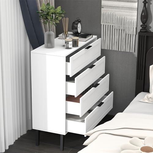 TaoHFE 6 Drawer Dresser for Bedroom Modern White Chest of Drawers for Nursery Wood Dresser for Kids Horizontal Dressers & Chests of Drawers for Bedroom Living Room (White/ 6 Drawer)