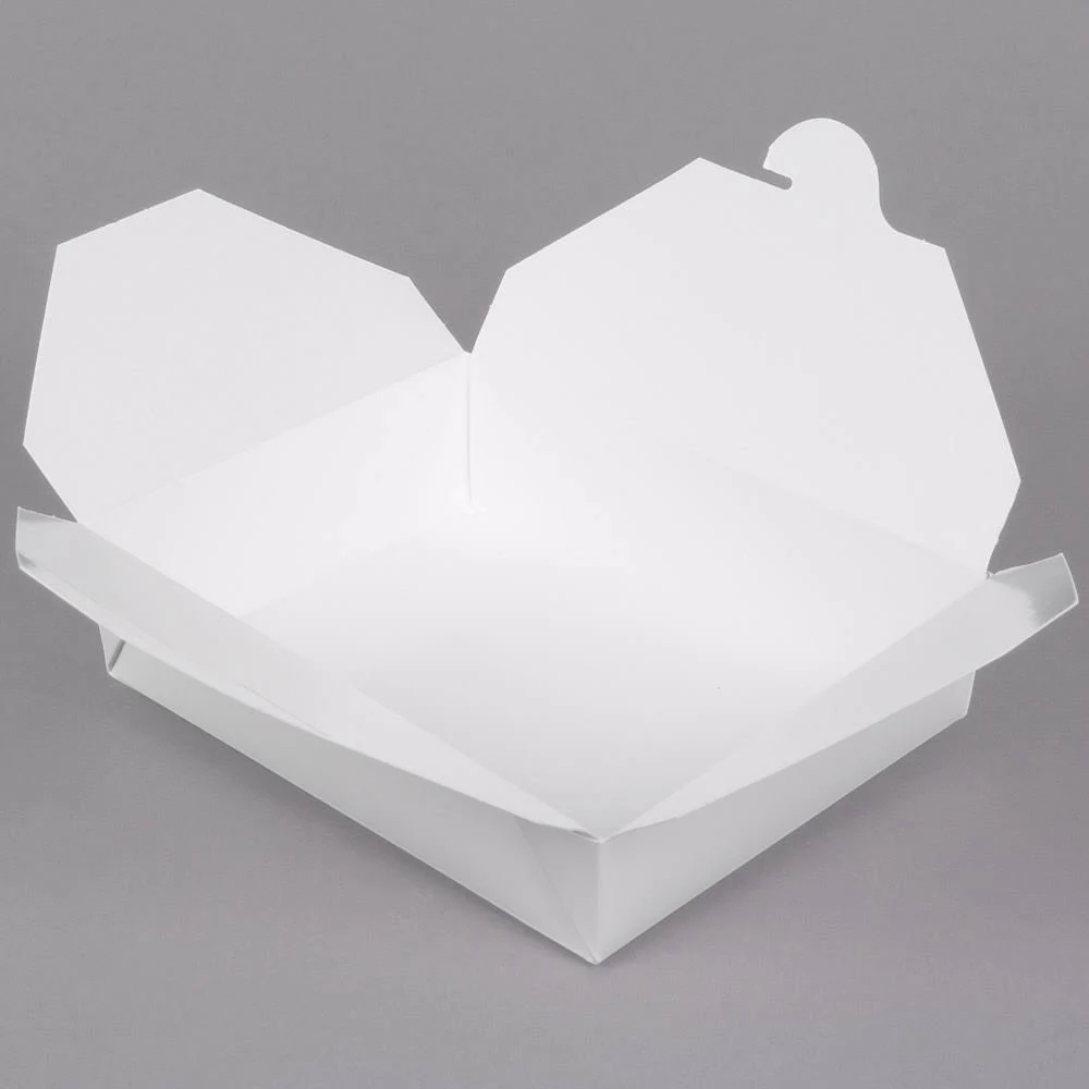 Bio-Pak 12BPWHITEM 6u0026quot; x 5u0026quot; x 1 1/2u0026quot; White Microwavable Paper #12 Take-Out Container - 240/Case