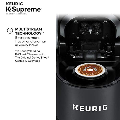 Keurig K-Supreme Single Serve K-Cup Pod Coffee Maker, MultiStream Technology, 4 Brew Sizes, 66oz Dual-Position Removable Reservoir, Black