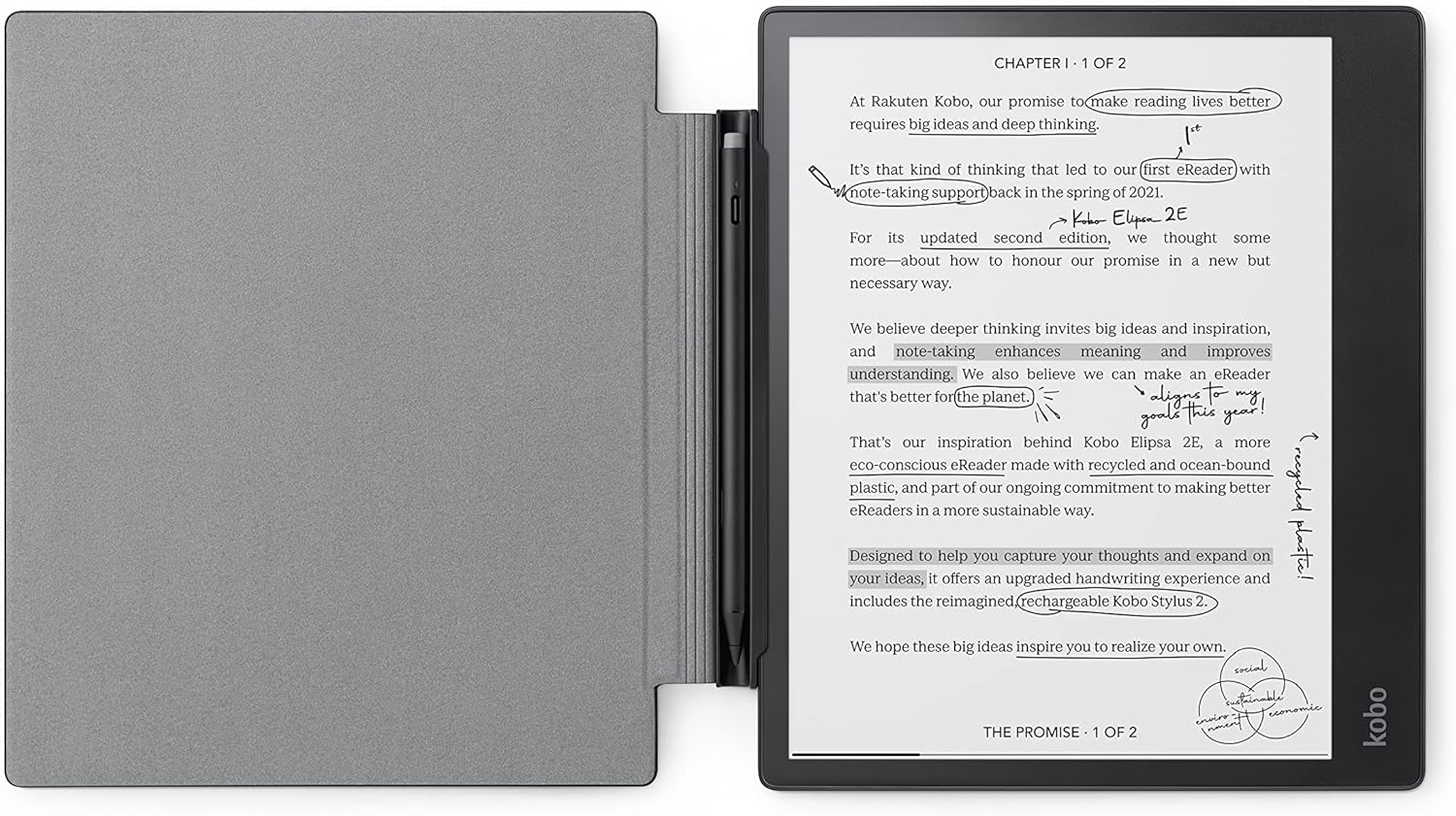 Kobo Elipsa 2E - 10.3" 32GB eReader - Bundle with SleepCover (Black)