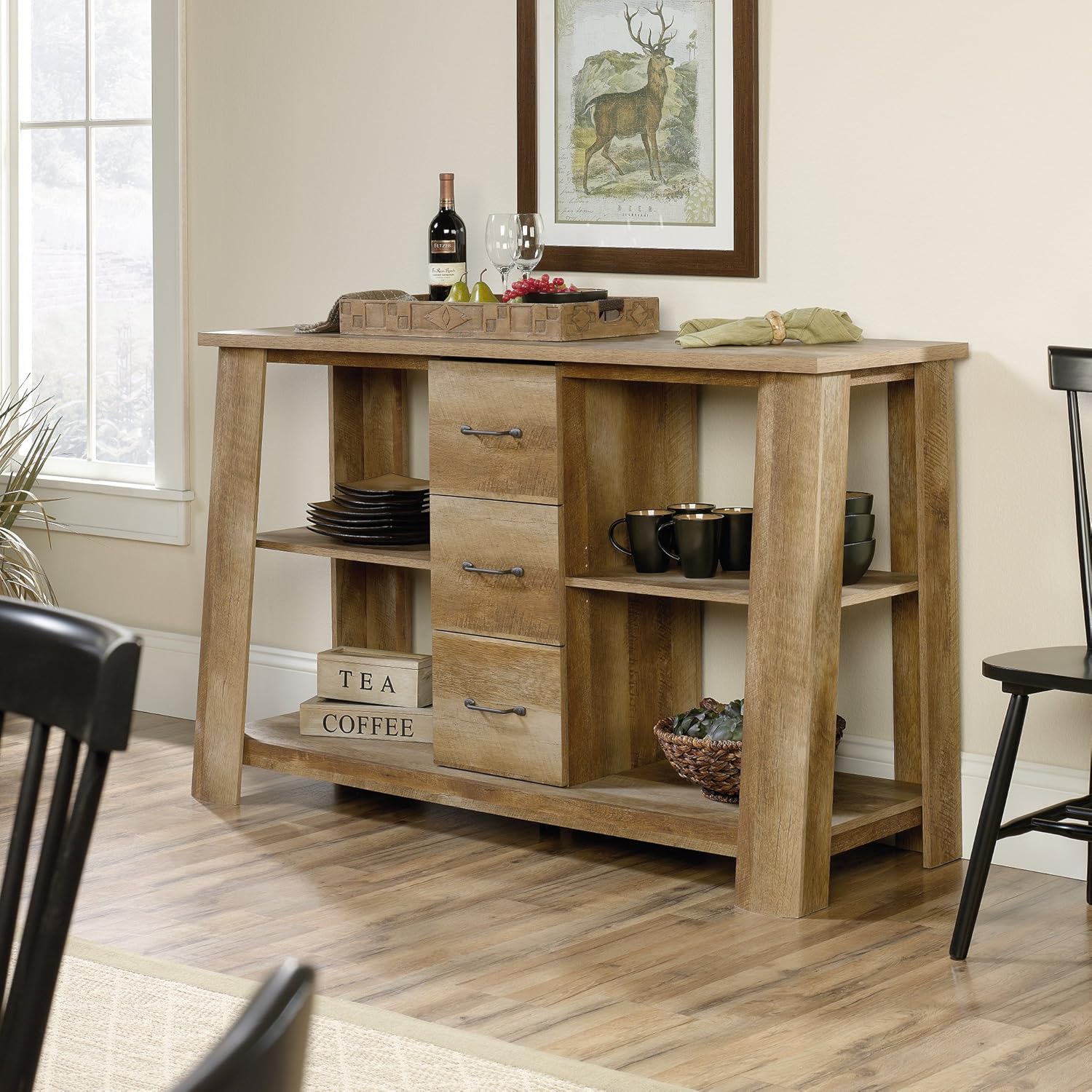 Sauder Boone Mountain Credenza, For TV's up to 60", Craftsman Oak finish