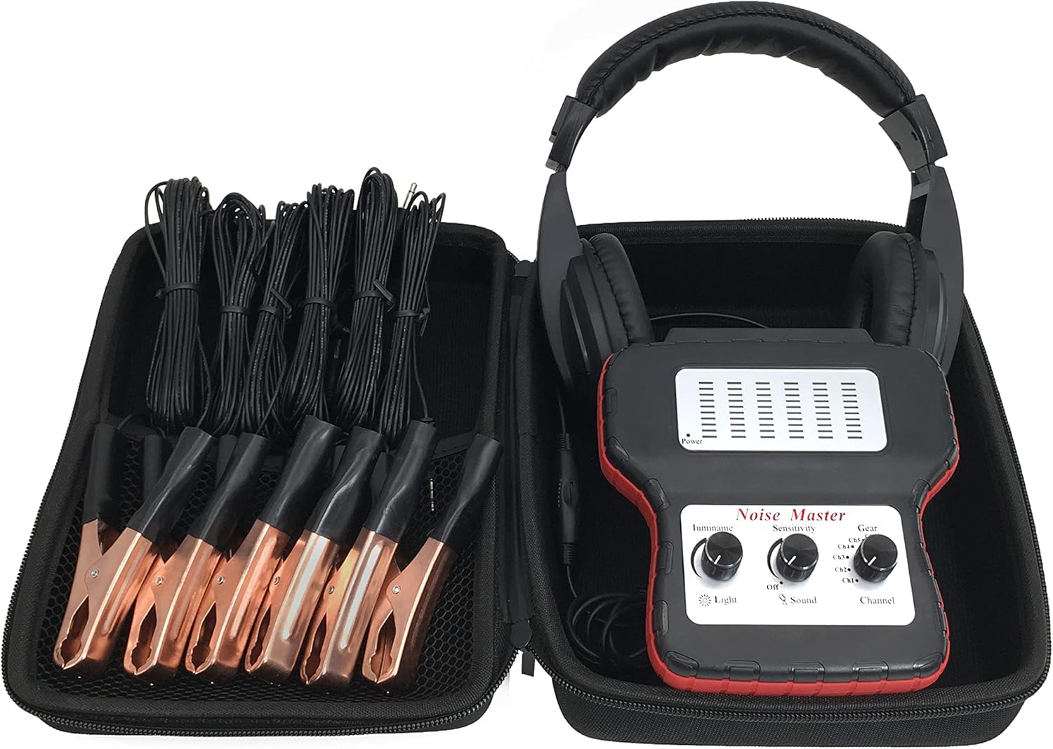 ZKTOOL Chassis Ears Electronic Stethoscope Diagnostic Kit with Headphones, Electronic Ears Automotive,6 Channel Car Engine Noise Finder Sound Detector Tester Tool Set