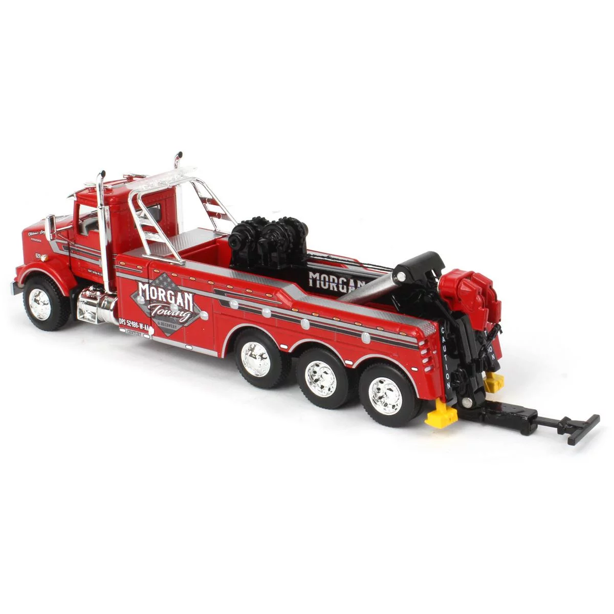 Kenworth T800 Day Cab Tow Truck with Miller Century 9055 Wrecker Red Morgan Towing  Recovery 1/64 Diecast Model by DCP/First Gear