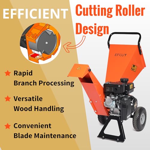 Wood Chipper Shredder Mulcher 7HP Gas Powered Heavy Duty Compact Design 3" Inch Max Capacity (R0)