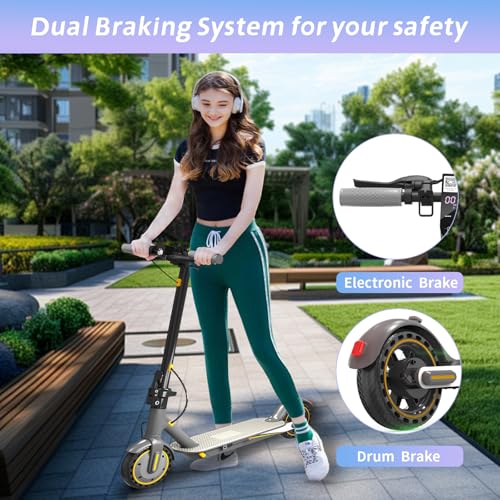 Electric Scooter for Adults, 19Mph, 15/21 Miles Range, Aluminum Alloy E-Scooter with 8.5" Honeycomb Tire, Foldable Escooter with Dual Braking System and App Control