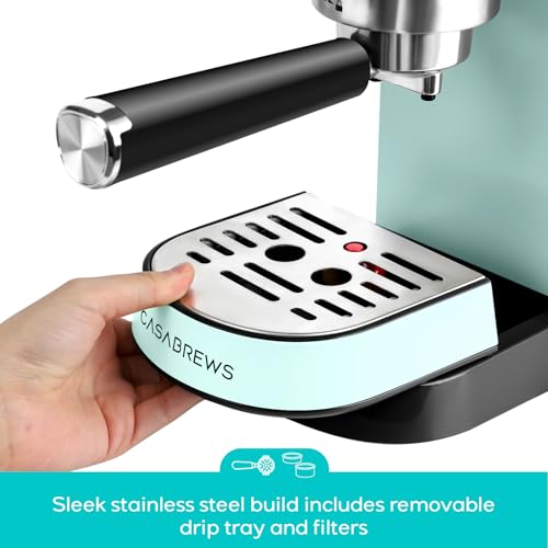 CASABREWS CM5418 Espresso Machine 20 Bar, Compact Espresso Maker with Steam Milk Frother, Stainless Steel Coffee Machine with 34oz Removable Water Tank for Cappuccino, Latte, Silver